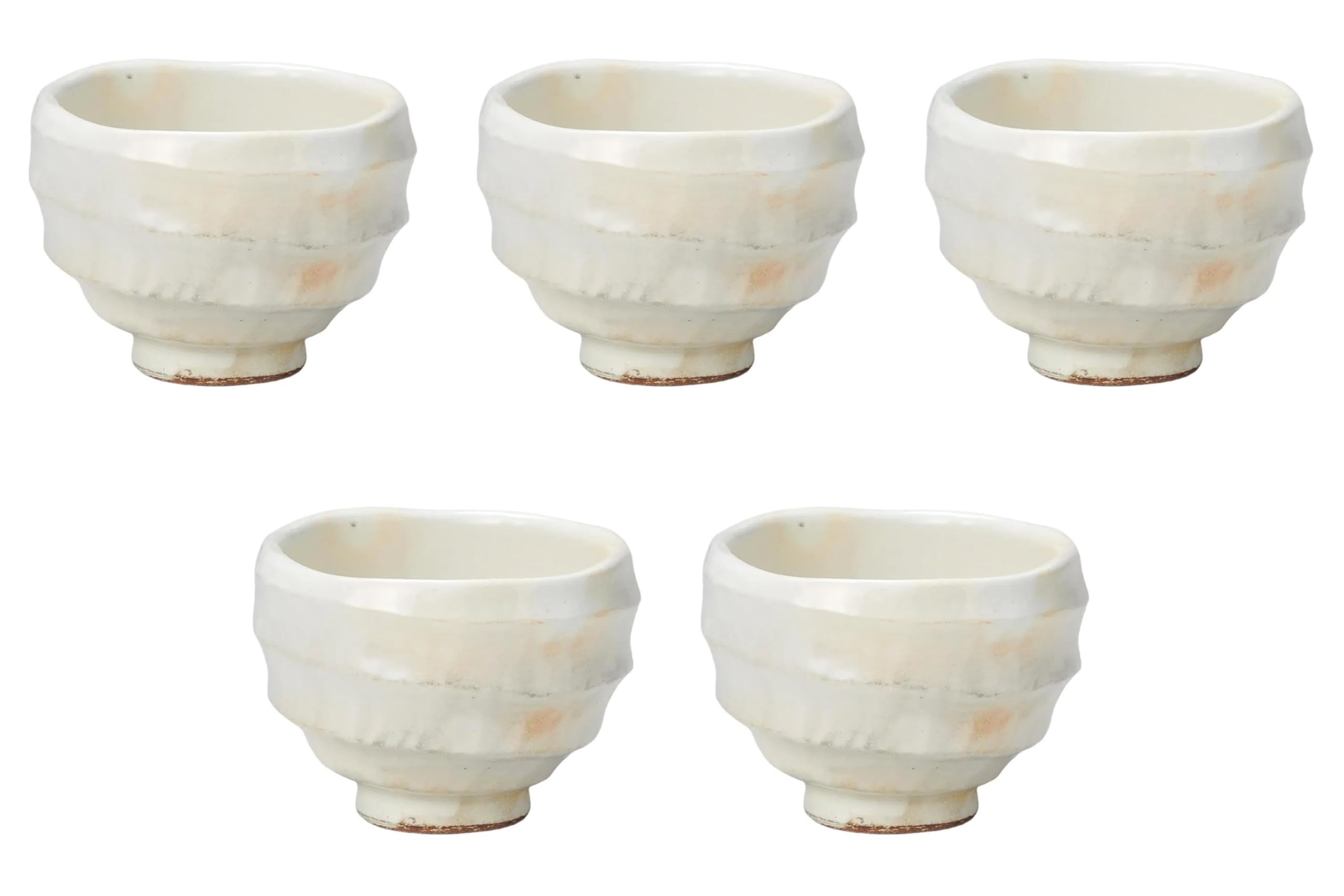 

Set of 5 Kohiki Carved Teacups x Sencha Ceramic Setomonohonpo [9.1 6.7cm (240cc)] (Earthenware)