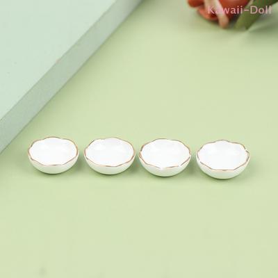 4Pcs 1:12 Dollhouse Miniature White Ceramics Bowl Dishes Kitchen Furniture Toys