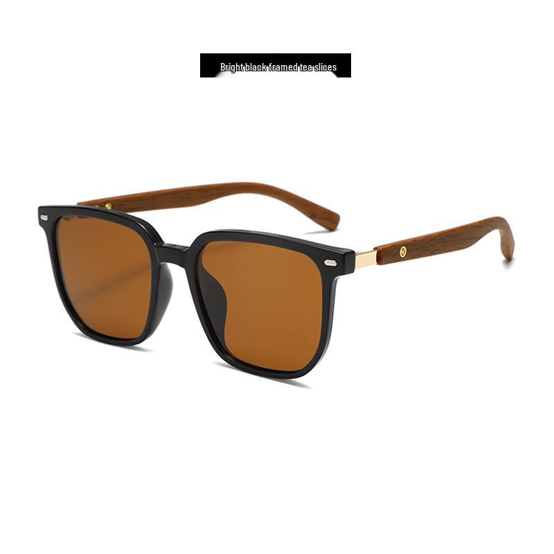 Avocado Green Polarized Women's Sunglasses with TR Frame & Wood Grain Legs - High-End Feel 2024