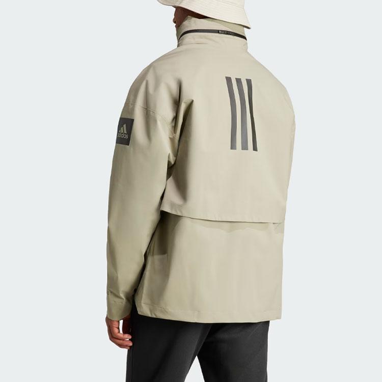 Adidas Myshelter Rain.Rdy Jacket Color Block Hidden Hooded Long Sleeve Jacket Men Jacket Pebble-Grey IP5571