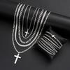 13Pcs Stainless Steel Cross Necklace Bracelet Sets For Men Fashion Silver Color Cuban Chain Jewelry Sets Hiphop Party Wear Gifts