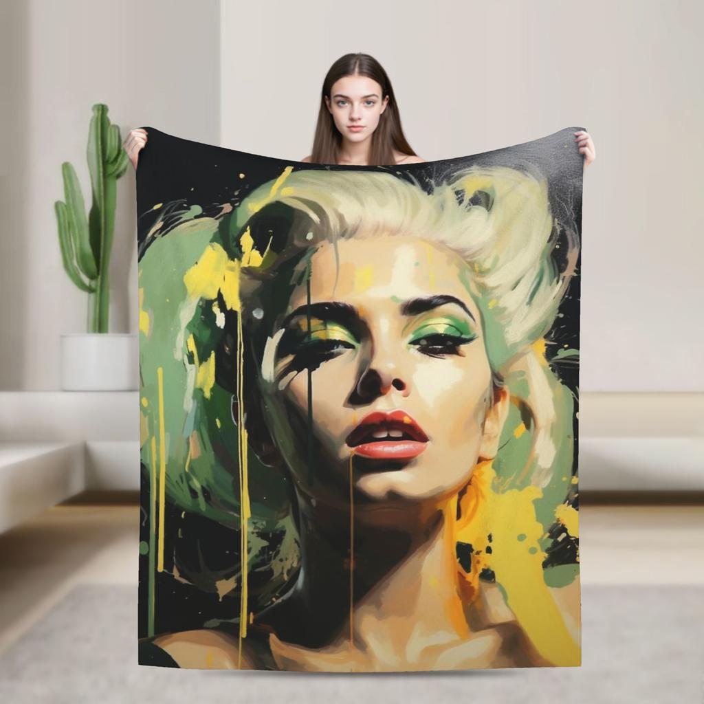 Lady Gaga Legendary singer  Flannel Blankets  Super Warm Throw Blanket for Couch Bed Picnic Pattern Bedspread Sofa Bed Cover