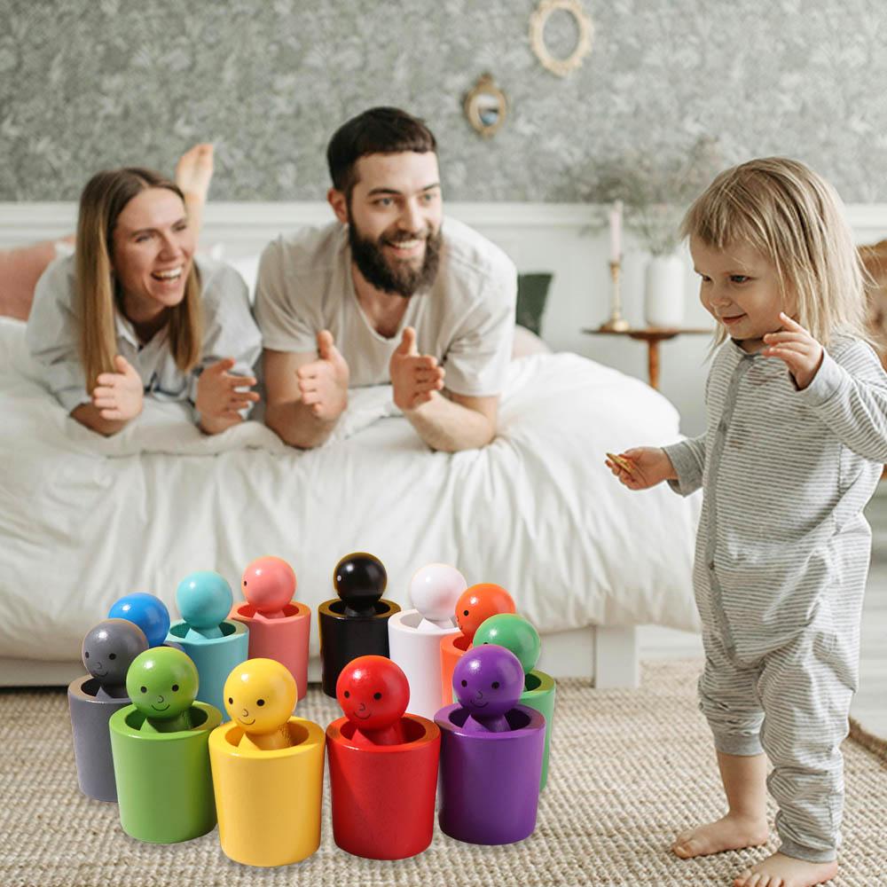 Wooden Color Sorting Games Montessori Count Puzzle Game Toy Children Color Sorting Cup  Family