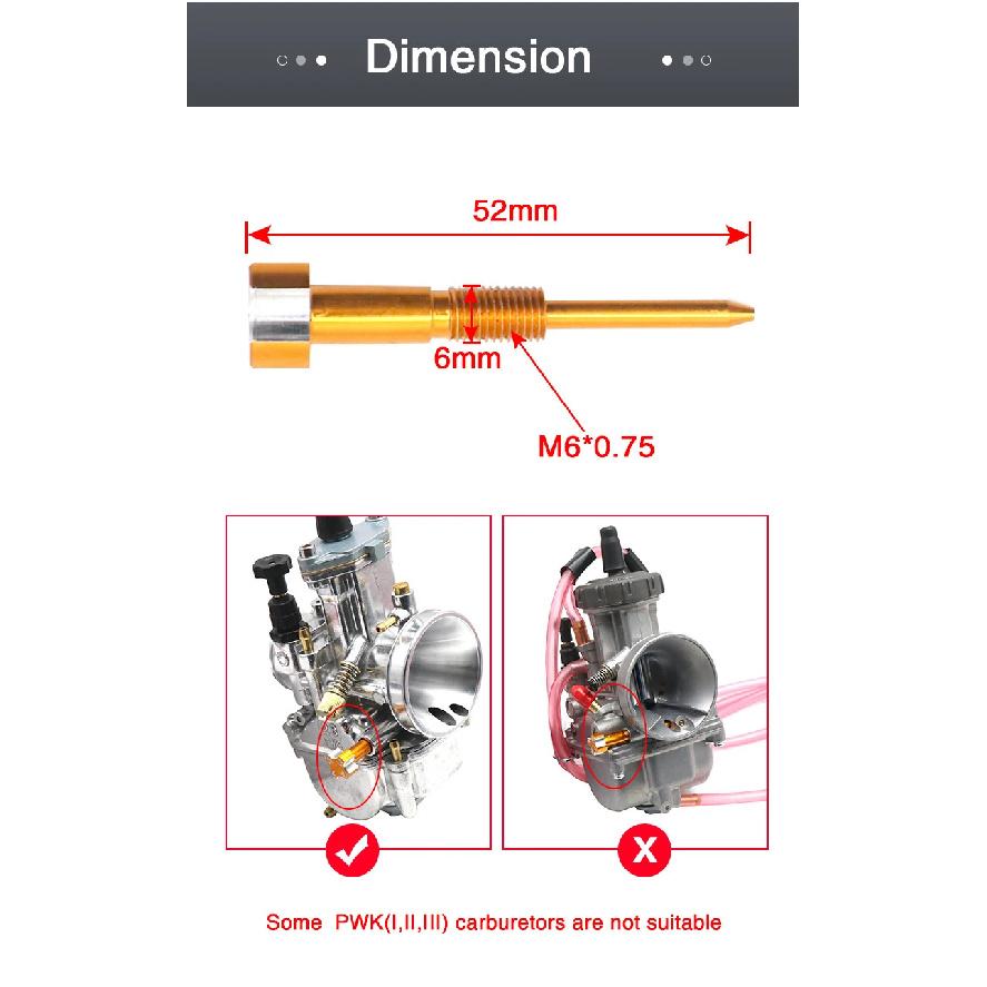Alconstar- CNC Easy Adjust Air Fuel Mixture Screw Set Fit PWK Keihin Carb 21 24 26 28 30 32 34mm Motorcycle Dit Pit Bike ATV