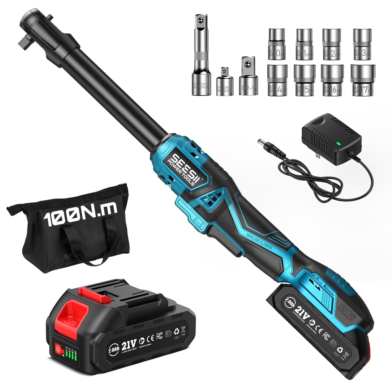 

for SEESII Electric Ratchet Brushless Infinitely Variable and 7 Extension Impact LED Tire Car Storage Japanese Instruction Manual Included [New 2025]