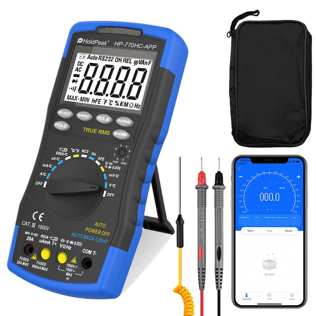 6000 Counts Bluetooth Digital Multimeter, Auto-ranging TRMS Volt Meter for AC/DC Voltage, Current, Resistance, Diode Test