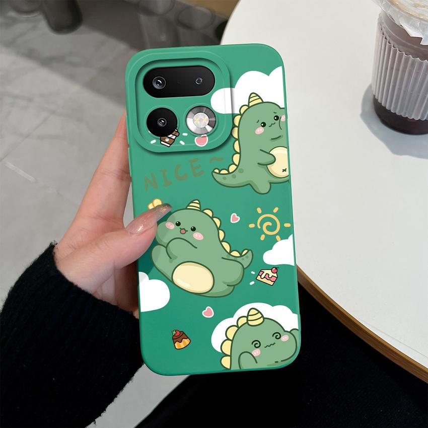 For Oppo Realme 16 14 15 Pro Plus C85 OPPO Reno 15 Pro 15F A6X Phone Case Lovely Dinosaur Camera Coverage Lightweight Soft Liquid Silicone Back Covers