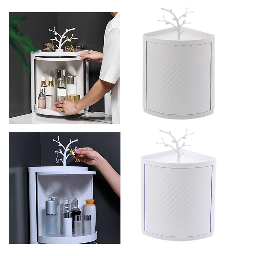 360° Rotating Multi-Function Corner Locker Holder Box Dust Wall Hanging Display Cabinet Bookcase