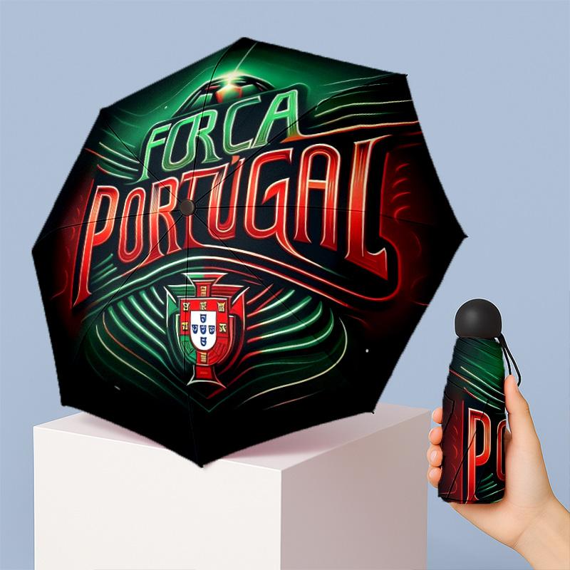 Portugal Pattern Printed Mini 5 Folds 8 Ribs Compact Umbrella Windproof Waterproof Lightweight Portable Folding