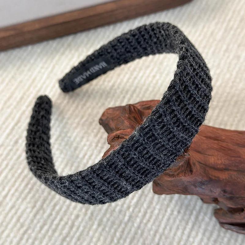

Классические ретро однотонные вязаные шерстяные повязки на голову Женские элегантные универсальные обручи для волос Умывание лица с широкой повязкой для волос Модные аксессуары