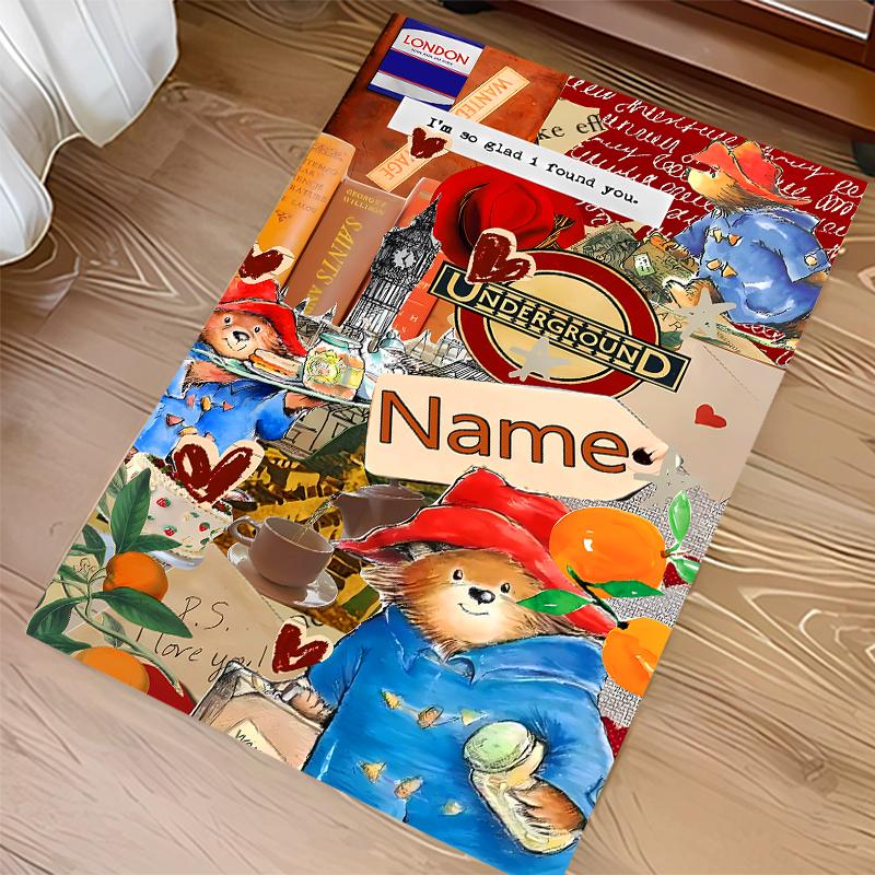 Custom personalization Paddington Bear Print Area Rug - Soft, Washable Non-Slip Indoor Mat,Living Room,Home&Office Decorative Rug