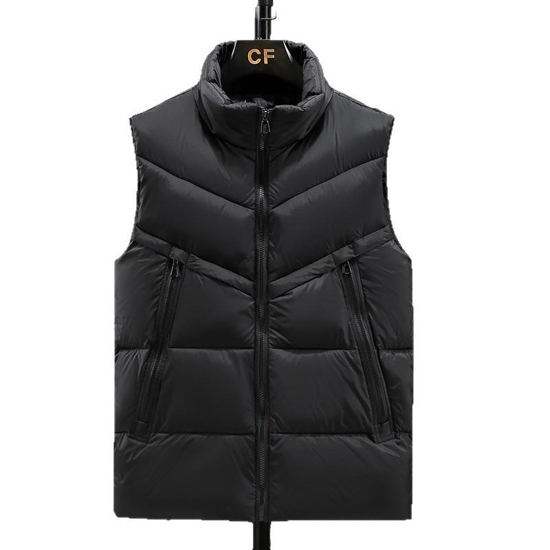 Men's Plus Size Winter Fashion Cotton Vest - Trendy Sleeveless Jacket with Stand Collar