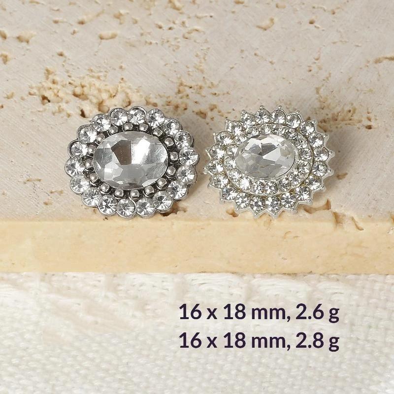 Luxury Hollow Out Pearl Rhinestone Metal Buttons 2Pcs for DIY Sewing Suit Dress Bag Decor Accessory