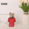Bright Red Desk Decor 3D Printed Shirt-Shaped Pen Holder, Creative Workwear Organizer for Pencils Markers Unique Office Accessory Scissors,