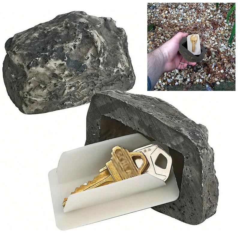 Creative Stone Key Box Safety Storage Box Hide Keys In Stone, Outdoor Garden Hidden Fake Rock Shape Simulation Key Safeking Tool