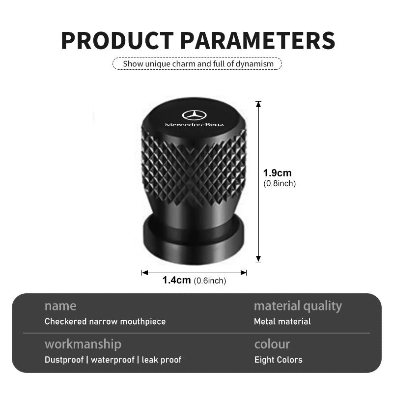 For Mercedes Benz 4pcs Car Wheel Tire Valve Caps Tyre Stem Airdust Waterproof W202 W212 W126 W140 W168 W177 CLS GLE GLC GLS CLA