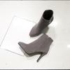 New Winter Grey Women Ankle Boots Pointed Toe High Stiletto Heel Lady Casual Shoes Large Plus Size 47