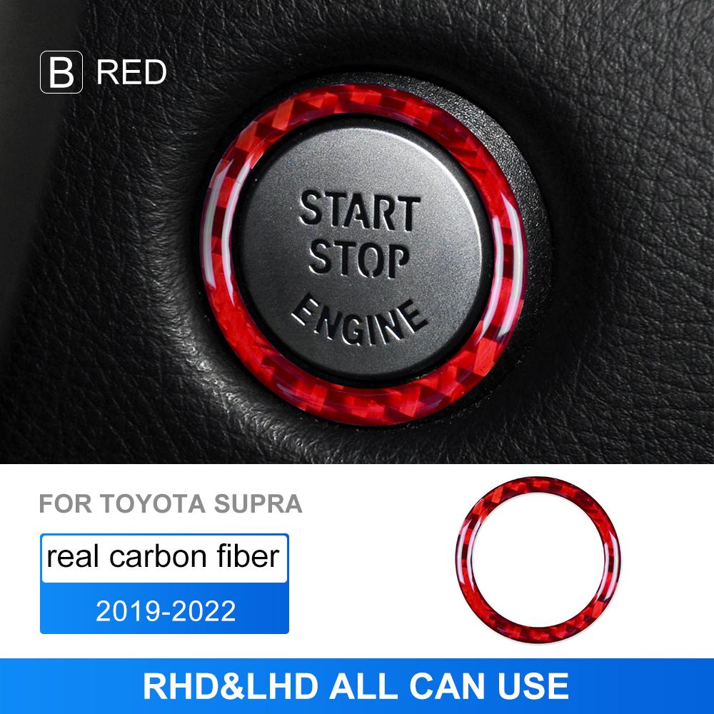 

Interior Trim For Toyota Supra GR A90 A91 MK5 2019-2025 Real Carbon Fiber Start Stop Car Engine Ignition Button Ring Sticker червоний
