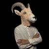 Goat Mask Latex Cosplay Halloween Costume Fantasy Party Dress Up Full Head Animal Head Mask Masquerade Mask