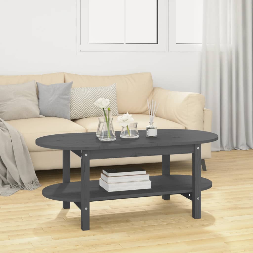 Coffee Table, Grey, 110x55x45 Cm, Solid Pine Wood