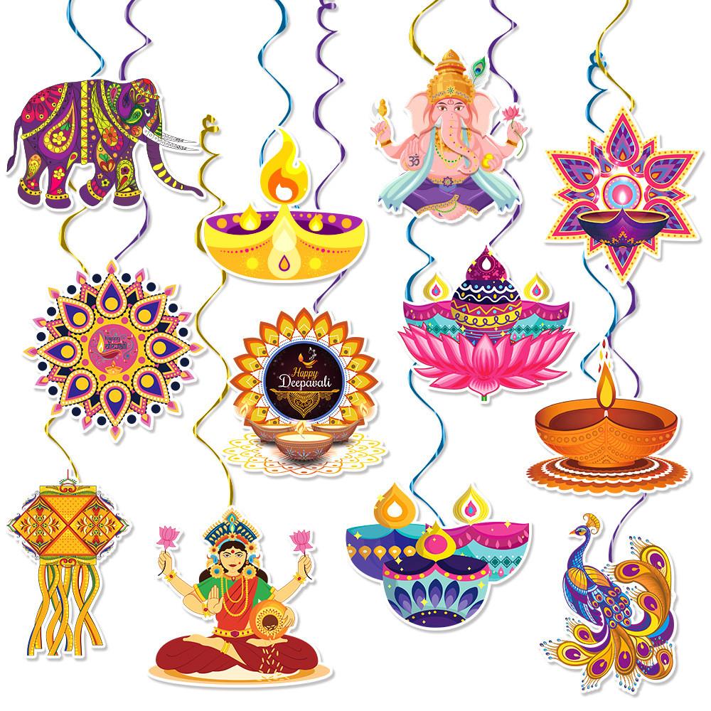 Festival Paper Diwali Hanging Decorations Elephant Paper Spiral Party Decor