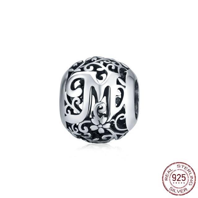 New 925 Sterling Silver Birthstone Heart Pendant Letter Series Bead Fit Original Fashion Charms Bracelet Women Jewelry Diy Gift