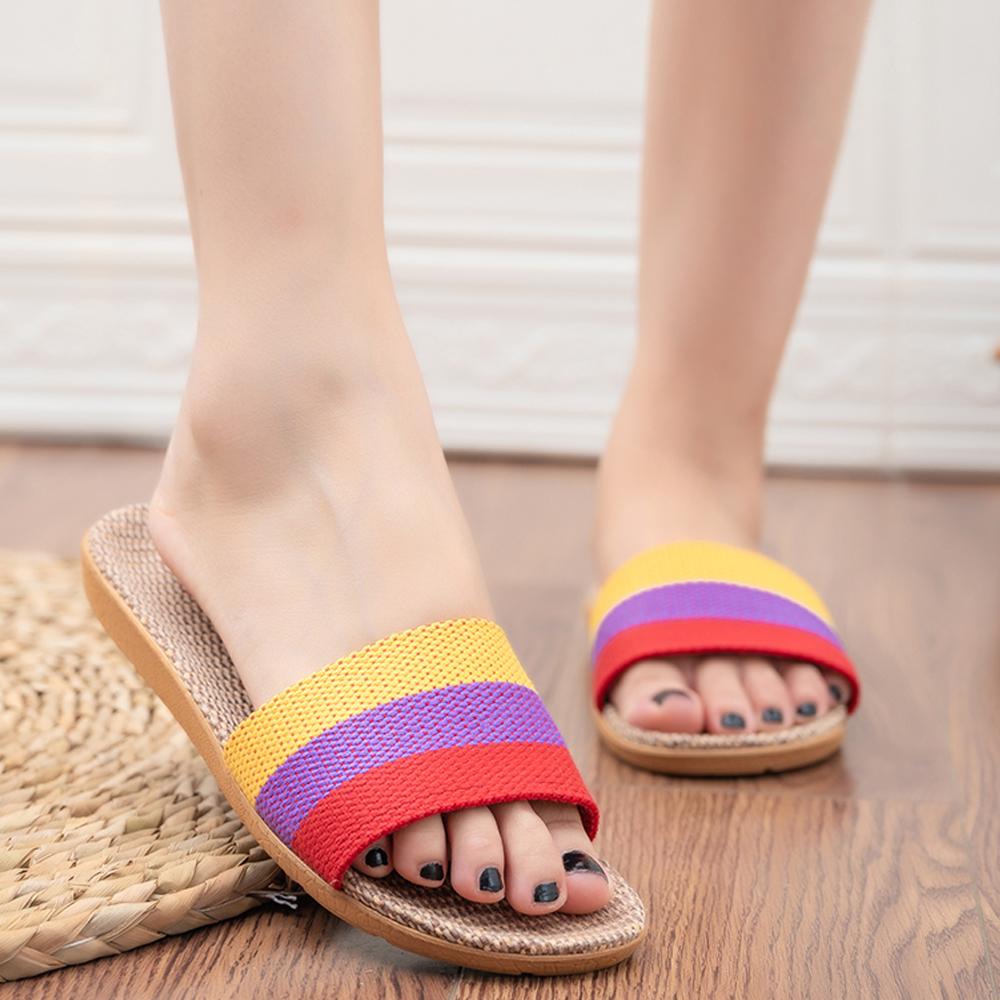Summer Linen Women'S Slippers Flat Sandals Home Color EVA Lightweight Shoes For Women Casual Slippers