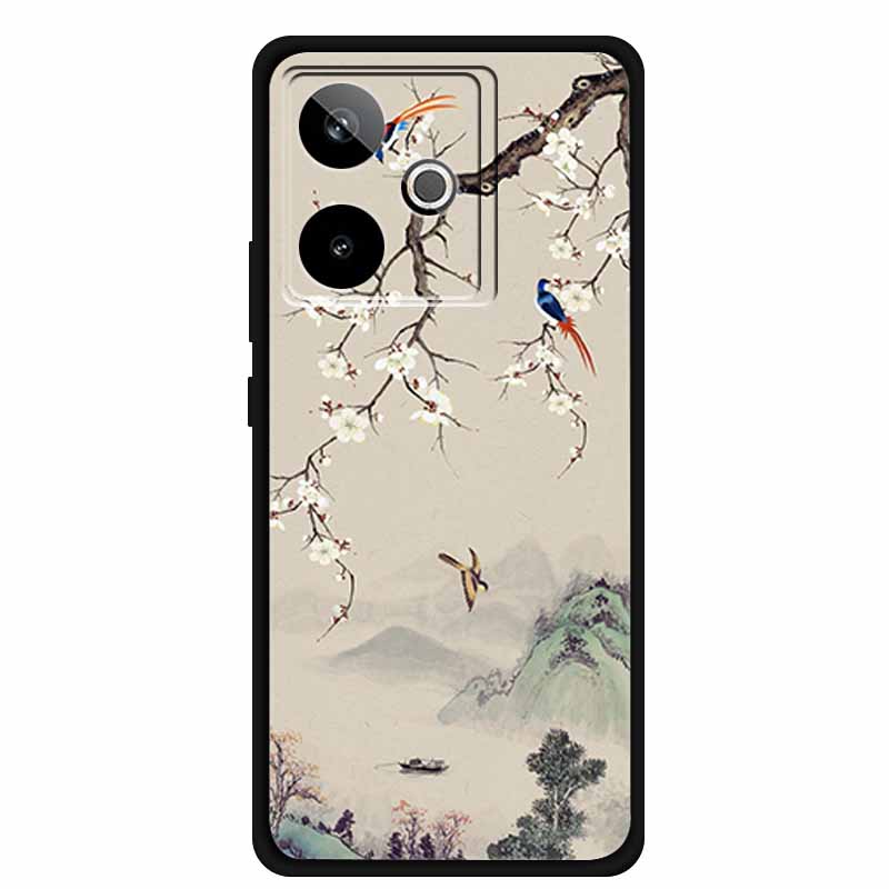 For Realme GT7 3D Relief Phone Case Emboss Flower Back Cover Black Silicone Shockproof Soft Protector 6.8" Realme GT 7T 7 T Capa