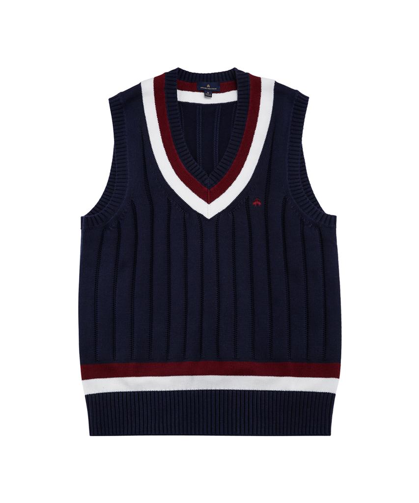 Brooks Brothers Tennis V-Neck Vest (Navy) (Bbwvmf8475Qes)