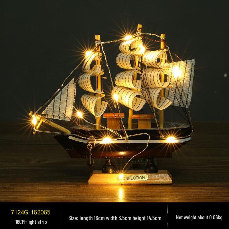 Wooden Pirate Ship Model: Small Boat Ornament for Office or Room Decoration