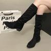 Thick Heel Western Cowboy Retro Knee Boots Women's Shoes 2025 New Autumn and Winter Stacking Boots Long Knight Boots
