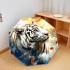 1 PC Automatic Folding Umbrella - White Tiger with Falling Leaves Pattern, Portable & Foldable Design with 8 Ribs, Christmas Birthday Gifts