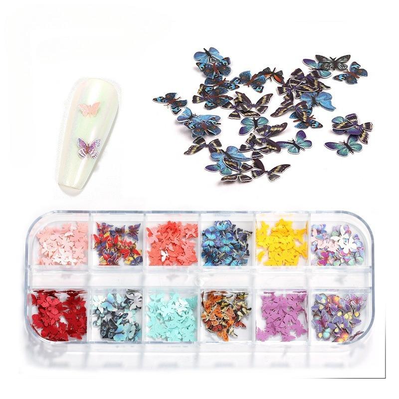 12 Ячеек 3D Цветы Разноцветные Ультратонкие Смола Заполнение Древесная Масса Ломтик Декали для Ногтей DIY Маникюр Украшение Аксессуары Украшения
