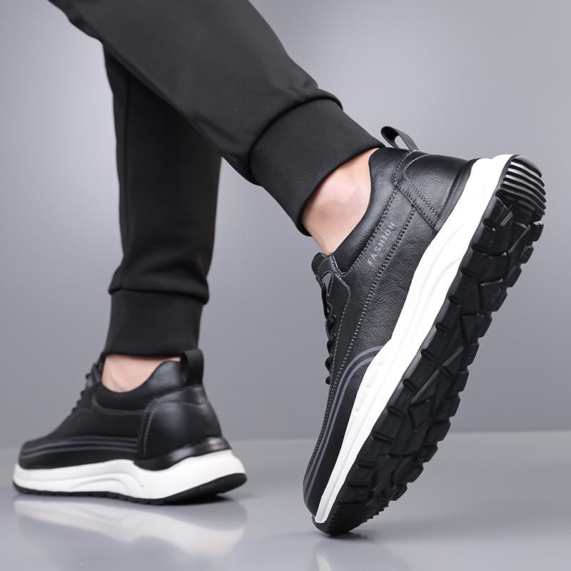 Fashion Genuine Leathe Men Sports Shoe Lace Up Casual Sneakers Non-slip Training Footwear Leisure Male Treking Footwear Walking Trainers