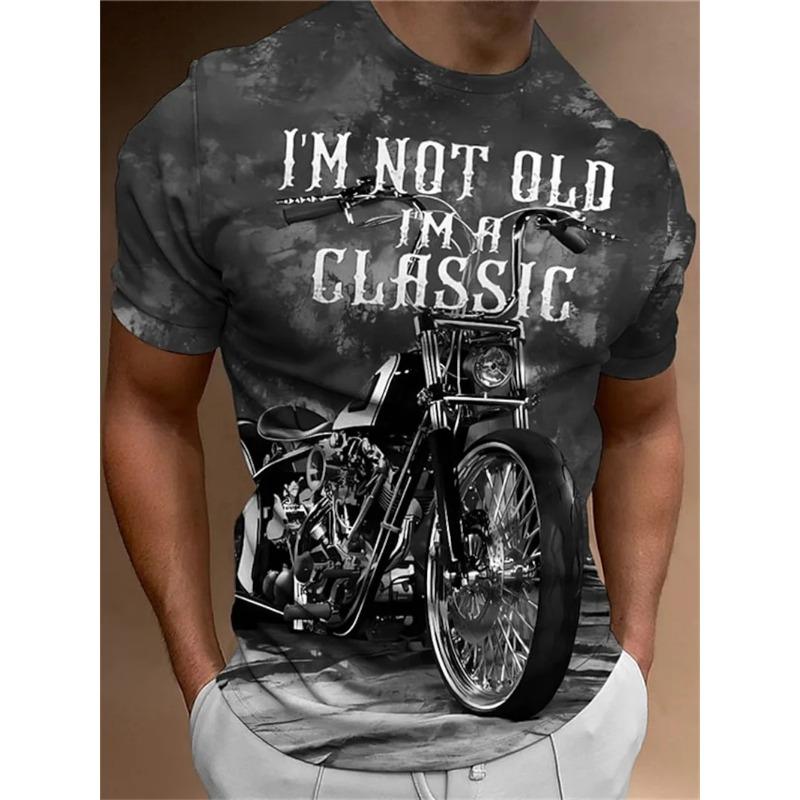 Motorcycle T-shirt Men 3D Print Short Sleeve Vintage Classics TShirt For Mens Street Ride Biker Shirts Tops Oversized Tee Shirt