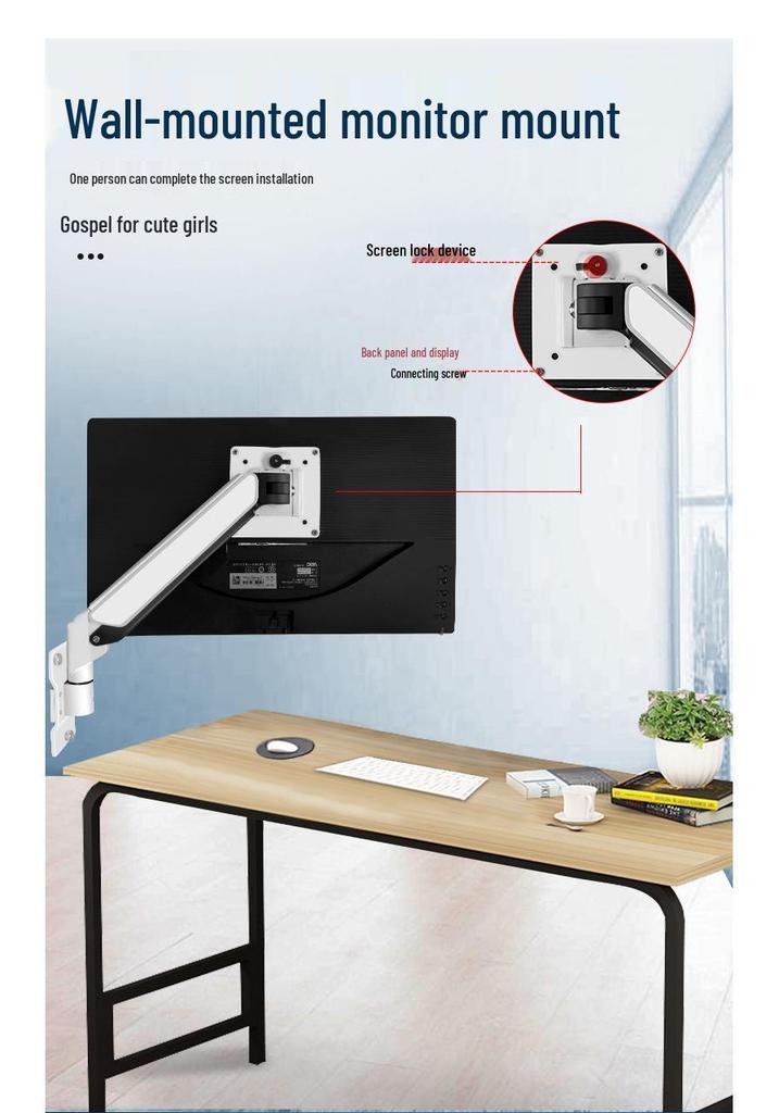 Telescopic Wall Mount Monitor Stand with Rotating Arm for Industrial and Computer Screens