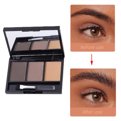 Lápis de sobrancelha em pó de três cores à prova d'água, não borra e não descolora facilmente, três em um, adequado para iniciantes