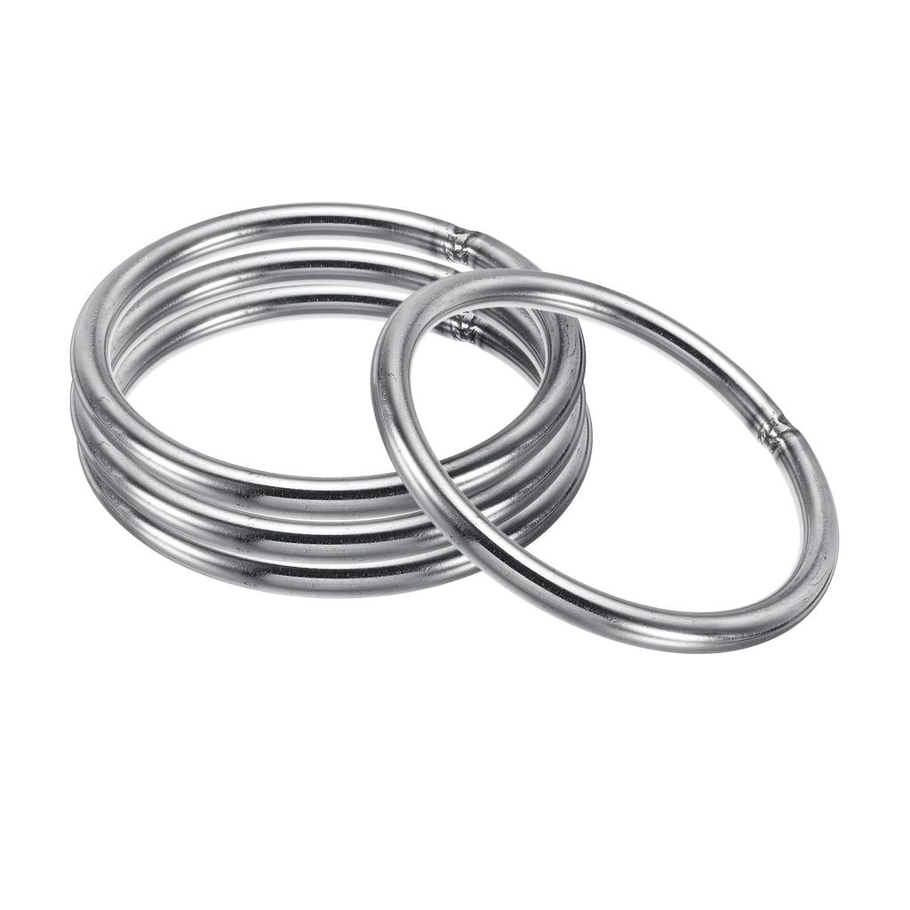 PATIKIL 4pcs 85mm Metal 304 Stainless Steel Round Rings Hardware for Hanging DIY Crafts O-Rings Bags, Belts, Baskets,