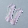 Ultra-thin Transparent Crystal Silk Socks Women Fashion Summer Harajuku Crew Socks Retro Flower Streetwear Elastic Long Socks