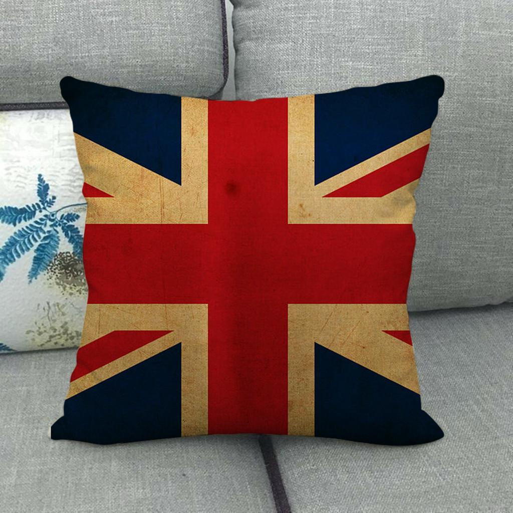 Painted Linen Flag Pillow Case Fashion Simple Casual Living Room Versatile And