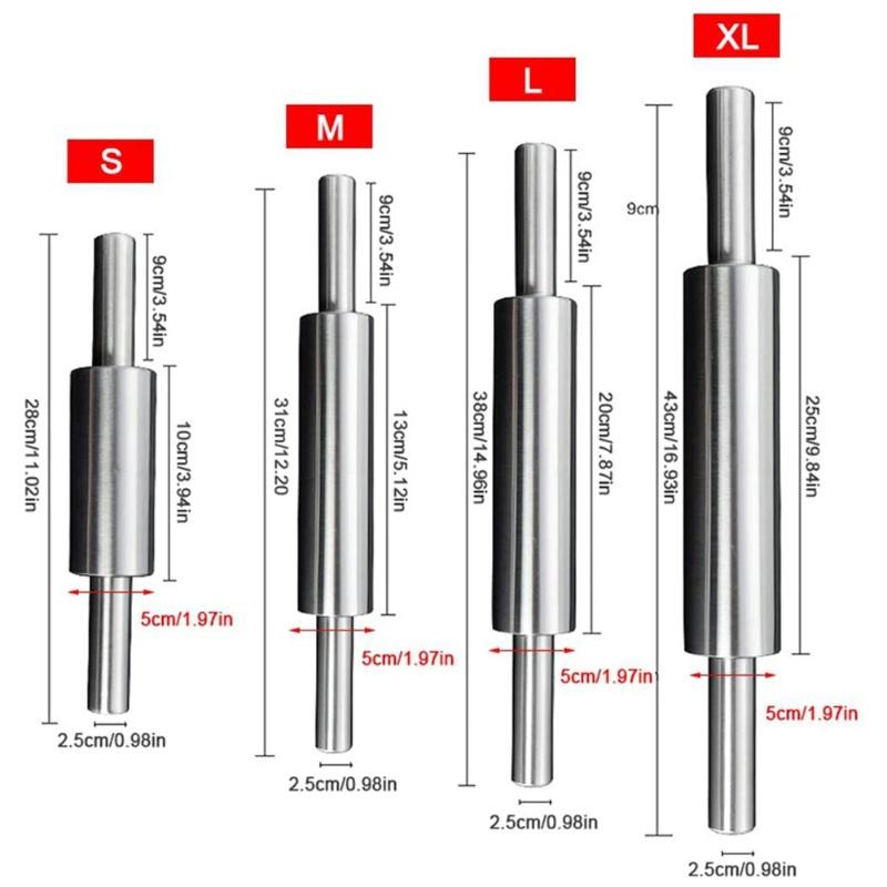 Stainless Steel Rolling Pin Non Stick Rolling Pin For Baking Dough Pizza Pie Baking Making Tool Kitchen Accessories