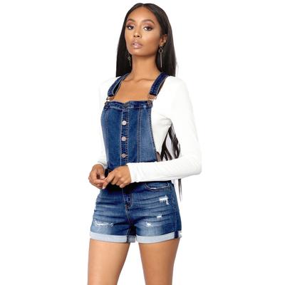 Women Summer Denim Bib Overalls Jeans Shorts Jumpsuits and Rompers Playsuit