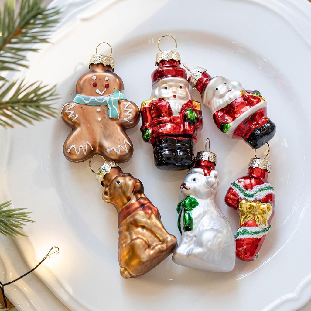 9/6pcs Glass Xmas Tree Ornaments Snowman Gifts Car and House Navidas Atmosphere Decor Santa Claus Christmas Tree Charm