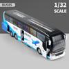 Luxury Electric Airport Business Bus Alloy Car Model Diecast Simulation Metal Toy City Tour Bus Model Sound And Light Kids Gifts