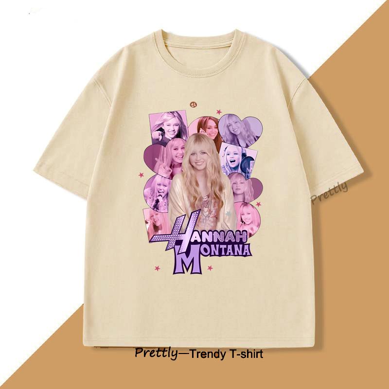 Hannah Montana T Shirt Printed Cotton Short Sleeved Tshirt Unisex Unisex Trendy Loose Unisex Top Casual Tshirt Summer Loose Tees