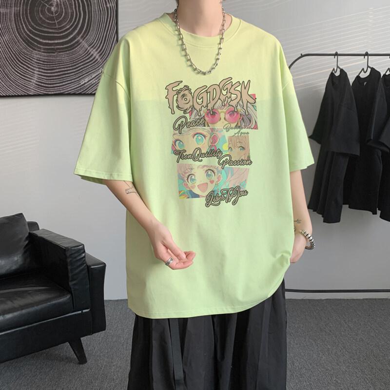 Unisexs Cotton Tshirts White 5XL Unisexs Oversized T Shirt Summer Casual Wear Letter Anime Print Tee Shirts for Unisex Male Clothes