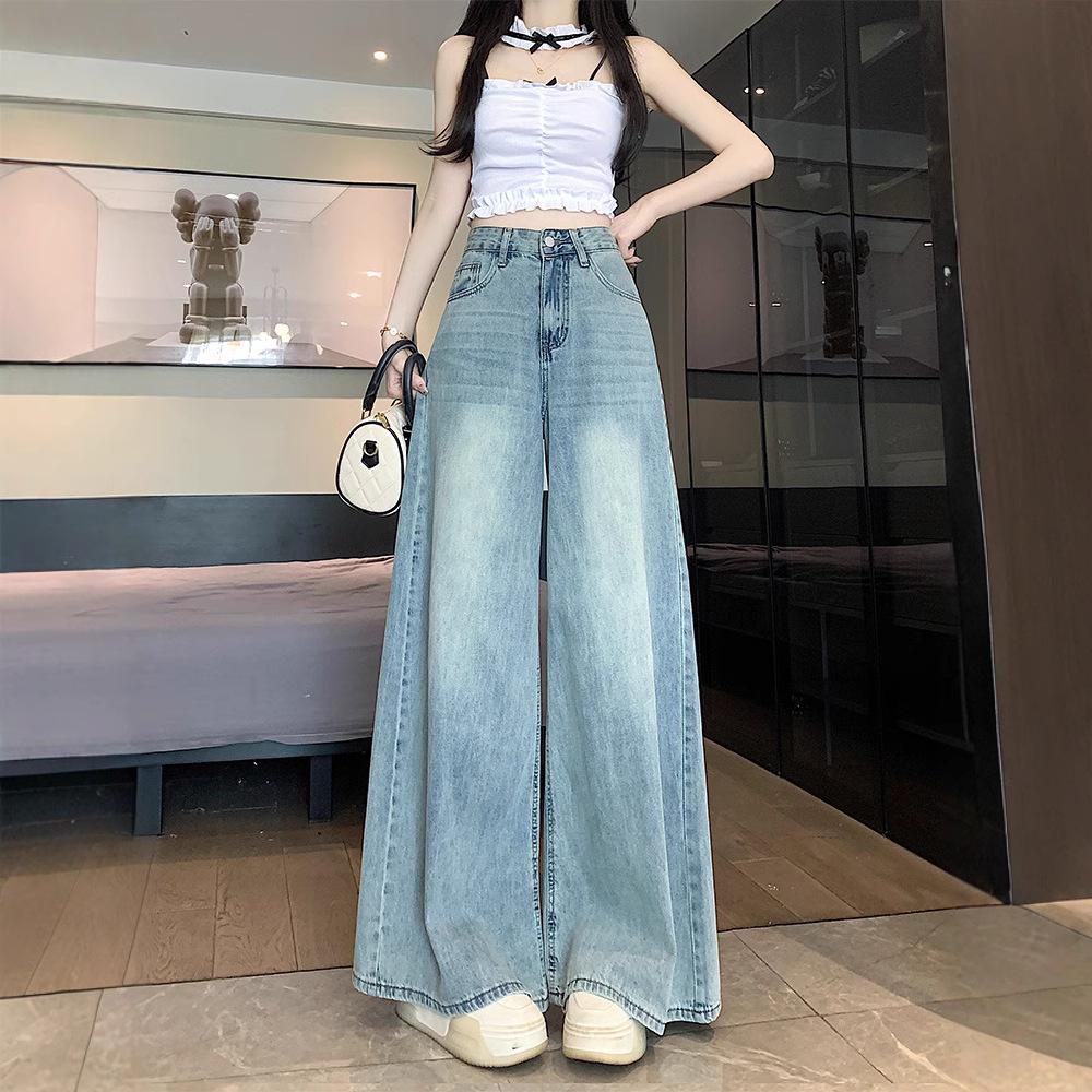 

Women s High-Waisted Light Blue Flared Jeans - Spring & Summer Fashion Medium