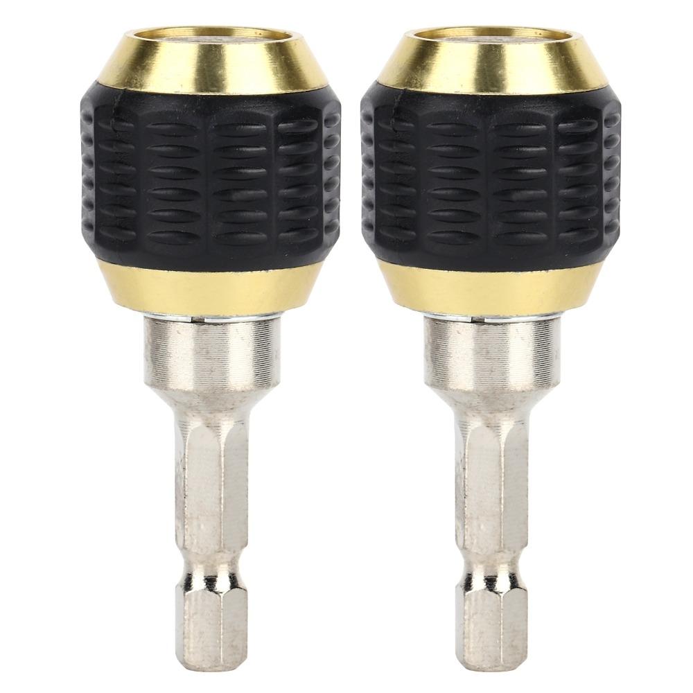 2PCS Universal Drill Chuck Stainless Steel Hex Shank Screwdriver Bit Holder Self-Locking Quick Release Drill Bit Extension