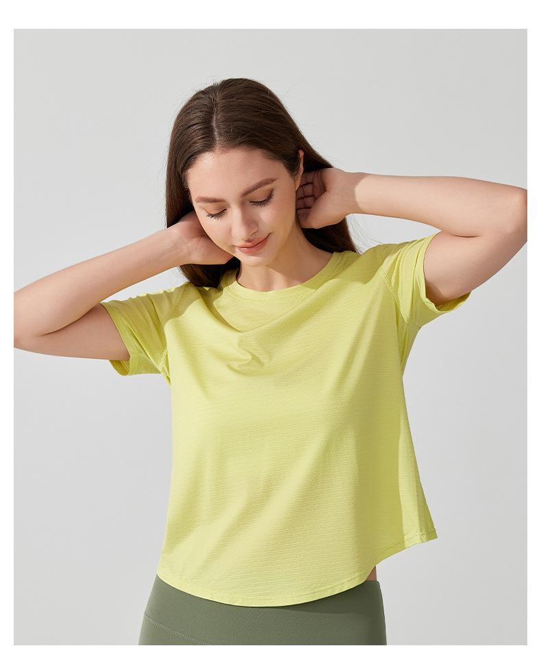 Women's Cross-Border Yoga T-Shirt - Lightweight, Breathable, Short Sleeve, Hollow Back, Perfect for Dance, Fitness, Running.