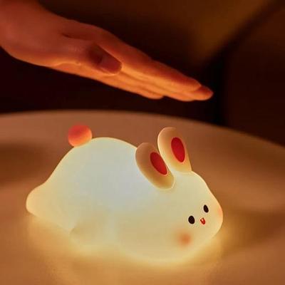 Rabbit Night Light Touch Silicone Animal Night Lamp  Rechargeable LED Bedside Lamp For Children's Bedroom Ideal Gift For Boys, Girls